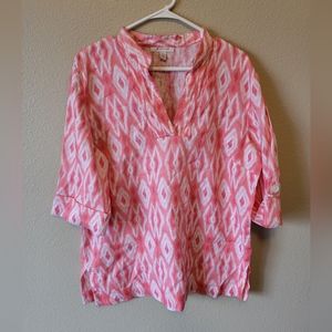 JM Collection 100% Linen Tunic Top Side Slits Size 12